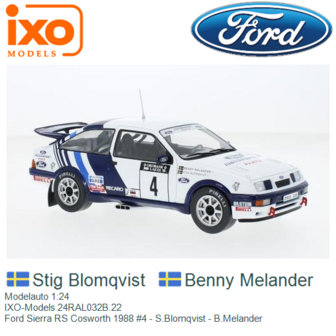 Modelauto 1:24 | IXO-Models 24RAL032B.22 | Ford Sierra RS Cosworth 1988 #4 - S.Blomqvist - B.Melander