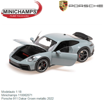 Modelauto 1:18 | Minichamps 110062071 | Porsche 911 Dakar Groen metallic 2022