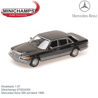 Modelauto 1:87 | Minichamps 870034300 | Mercedes Benz 560 sel black 1989