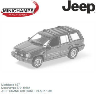Modelauto 1:87 | Minichamps 870149662 | JEEP GRAND CHEROKEE BLACK 1993