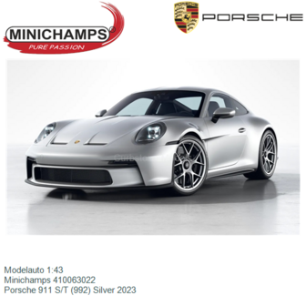 Modelauto 1:43 | Minichamps 410063022 | Porsche 911 S/T (992) Silver 2023