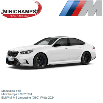 Modelauto 1:87 | Minichamps 870025204 | BMW M M5 Limousine (G90) White 2024