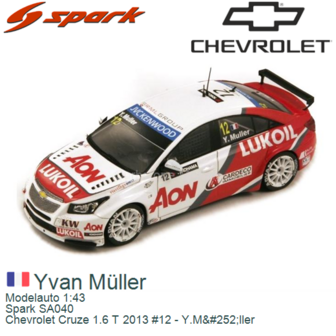 Modelauto 1:43 | Spark SA040 | Chevrolet Cruze 1.6 T 2013 #12 - Y.M&amp;#252;ller