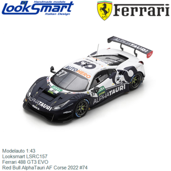 Modelauto 1:43 | Looksmart LSRC157 | Ferrari 488 GT3 EVO | Red Bull AlphaTauri AF Corse 2022 #74