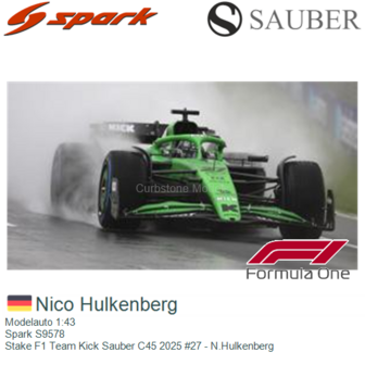 Modelauto 1:43 | Spark S9578 | Stake F1 Team Kick Sauber C45 2025 #27 - N.Hulkenberg