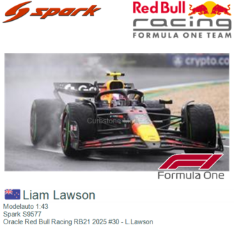 Modelauto 1:43 | Spark S9577 | Oracle Red Bull Racing RB21 2025 #30 - L.Lawson