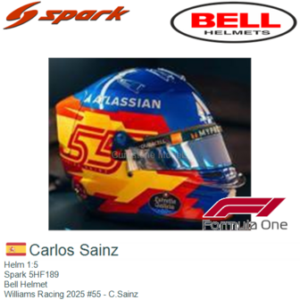 Helm 1:5 | Spark 5HF189 | Bell Helmet | Williams Racing 2025 #55 - C.Sainz
