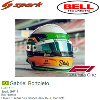 Helm 1:18 | Spark 5HF191 | Bell Helmet | Stake F1 Team Kick Sauber 2025 #5 - G.Bortoleto