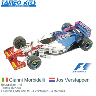 Bouwpakket 1:43 | Tameo TMK205 | Footwork FA16 1995 #9 - J.Verstappen - G.Morbidelli