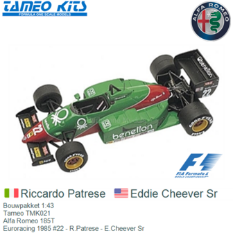 Bouwpakket 1:43 | Tameo TMK021 | Alfa Romeo 185T | Euroracing 1985 #22 - R.Patrese - E.Cheever Sr