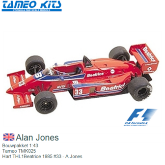 Bouwpakket 1:43 | Tameo TMK025 | Hart THL1Beatrice 1985 #33 - A.Jones