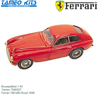Bouwpakket 1:43 | Tameo TMK027 | Ferrari 166 MM Rood 1949