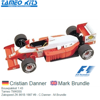 Bouwpakket 1:43 | Tameo TMK055 | Zakspeed ZK 861B 1987 #9 - C.Danner - M.Brundle