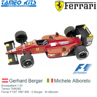 Bouwpakket 1:43 | Tameo TMK062 | Ferrari F1/87 1987 #28 - G.Berger - M.Alboreto
