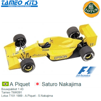 Bouwpakket 1:43 | Tameo TMK091 | Lotus T101 1989 - A.Piquet - S.Nakajima