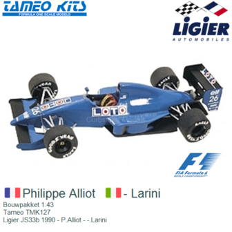 Bouwpakket 1:43 | Tameo TMK127 | Ligier JS33b 1990 - P.Alliot - -.Larini