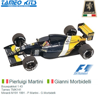 Bouwpakket 1:43 | Tameo TMK141 | Minardi M191 1991 - P.Martini - G.Morbidelli