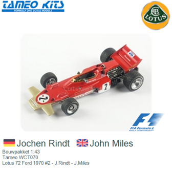 Bouwpakket 1:43 | Tameo WCT070 | Lotus 72 Ford 1970 #2 - J.Rindt - J.Miles