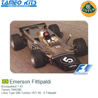Bouwpakket 1:43 | Tameo TMK368 | Lotus Type 56B Turbine 1971 #5 - E.Fittipaldi