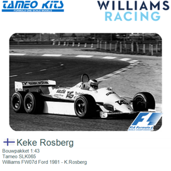 Bouwpakket 1:43 | Tameo SLK065 | Williams FW07d Ford 1981 - K.Rosberg