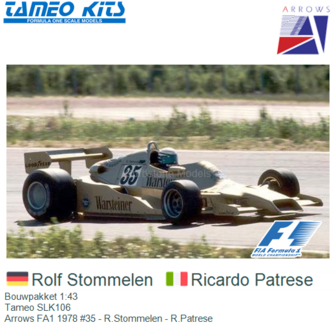 Bouwpakket 1:43 | Tameo SLK106 | Arrows FA1 1978 #35 - R.Stommelen - R.Patrese