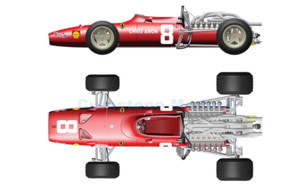 Bouwpakket 1:43 | Tameo SLK131 | Scuderia Ferrari 212 F1-68 1968 #9 - J.Ickx - A.De Adamich - C.Amon