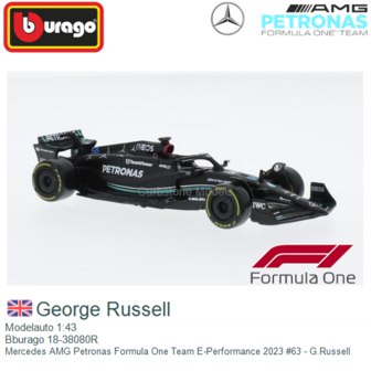 Modelauto 1:43 | Bburago 18-38080R | Mercedes AMG Petronas Formula One Team E-Performance 2023 #63 - G.Russell