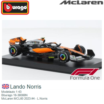 Modelauto 1:43 | Bburago 18-38088N | McLaren MCL60 2023 #4 - L.Norris
