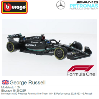 Modelauto 1:24 | Bburago 18-28028R | Mercedes AMG Petronas Formula One Team W14 E-Performance 2023 #63 - G.Russell