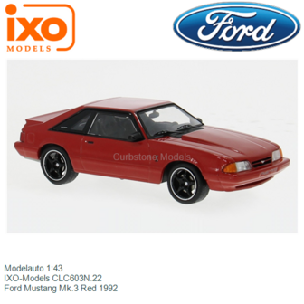 Modelauto 1:43 | IXO-Models CLC603N.22 | Ford Mustang Mk.3 Red 1992