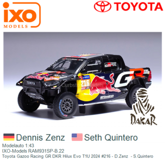 Modelauto 1:43 | IXO-Models RAM931SP-B.22 | Toyota Gazoo Racing GR DKR Hilux Evo T1U 2024 #216 - D.Zenz  - S.Quintero