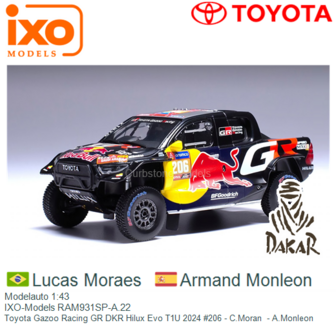 Modelauto 1:43 | IXO-Models RAM931SP-A.22 | Toyota Gazoo Racing GR DKR Hilux Evo T1U 2024 #206 - C.Moran  - A.Monleon 