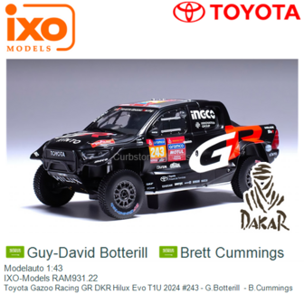 Modelauto 1:43 | IXO-Models RAM931.22 | Toyota Gazoo Racing GR DKR Hilux Evo T1U 2024 #243 - G.Botterill  - B.Cummings 