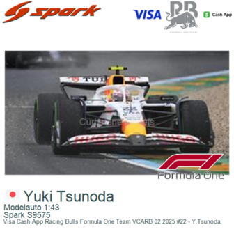 Modelauto 1:43 | Spark S9575 | Visa Cash App Racing Bulls Formula One Team VCARB 02 2025 #22 - Y.Tsunoda