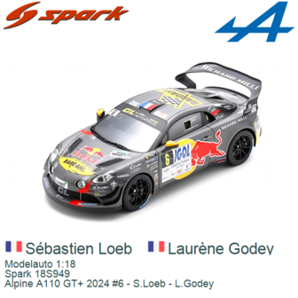 Modelauto 1:18 | Spark 18S949 | Alpine A110 GT+ 2024 #6 - S.Loeb - L.Godey