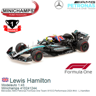 Modelauto 1:43 | Minichamps 410241244 | Mercedes AMG Petronas Formula One Team W15 E-Performace 2024 #44 - L.Hamilton