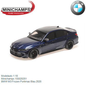 Modelauto 1:18 | Minichamps 155020201 | BMW M3 Frozen Portimao Blau 2020