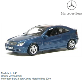 Modelauto 1:43 | Dealer Mercedes06 | Mercedes Benz Sport Coupe Metallic Blue 2000