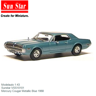 Modelauto 1:43 | Sunstar VSS10101 | Mercury Cougar Metallic Blue 1968