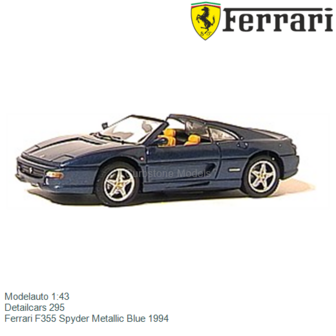 Modelauto 1:43 | Detailcars 295 | Ferrari F355 Spyder Metallic Blue 1994