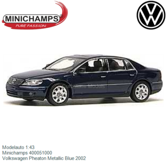 Modelauto 1:43 | Minichamps 400051000 | Volkswagen Pheaton Metallic Blue 2002