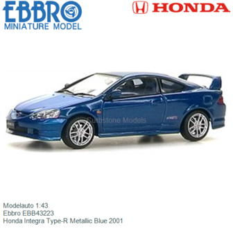 Modelauto 1:43 | Ebbro EBB43223 | Honda Integra Type-R Metallic Blue 2001