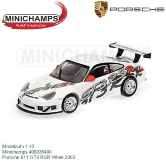 Modelauto 1:43 | Minichamps 400036400 | Porsche 911 GT3 RSR White 2003