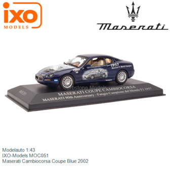 Modelauto 1:43 | IXO-Models MOC051 | Maserati Cambiocorsa Coupe Blue 2002
