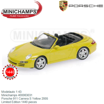Modelauto 1:43 | Minichamps 400063031 | Porsche 911 Carrera S Yellow 2005