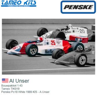 Bouwpakket 1:43 | Tameo TIK019 | Penske Pc18 White 1989 #25 - A.Unser