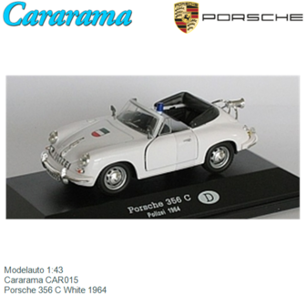 Modelauto 1:43 | Cararama CAR015 | Porsche 356 C White 1964