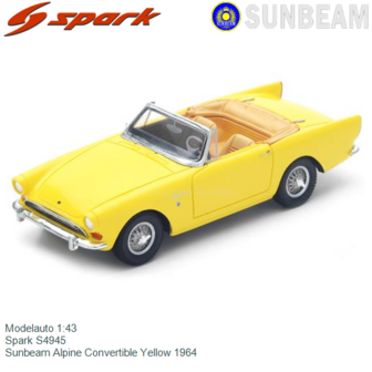 Modelauto 1:43 | Spark S4945 | Sunbeam Alpine Convertible Yellow 1964