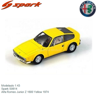 Modelauto 1:43 | Spark S0614 | Alfa Romeo Junior Z 1600 Yellow 1974