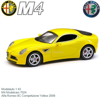 Modelauto 1:43 | M4 Modelcars 7024 | Alfa Romeo 8C Competizione Yellow 2006